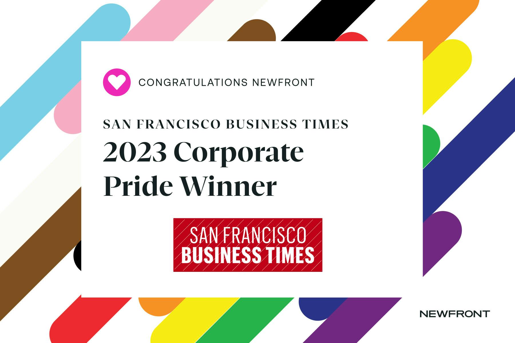 Newfront is San Francisco Business Times 2023 Corporate Pride Winner